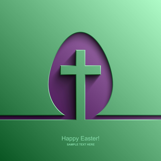 Kartka Wielkanocna W Kształcie Jajka Z Wizerunkiem Krzyża Chrześcijańskiego, Tło Wielkanocne