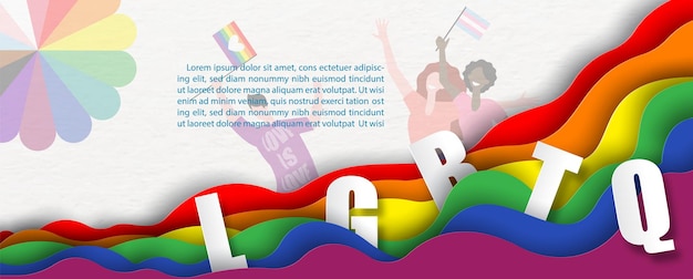 Kartka Z życzeniami I Plakat Miesiąca Pride W Wycinanym Papierze I Projektowaniu Wektorowym