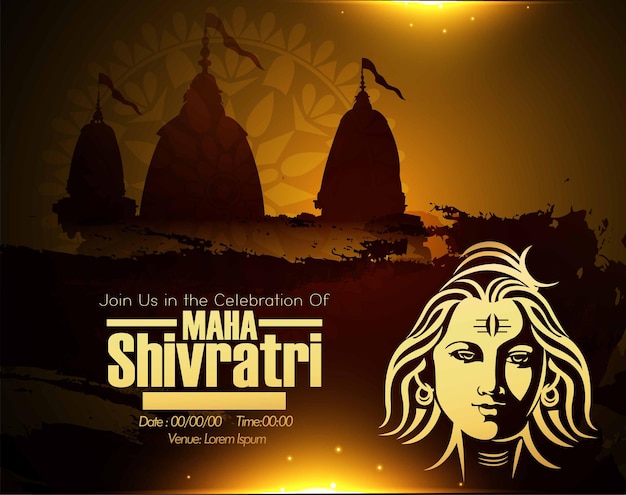 Kartka Z życzeniami Na Festiwal Hinduski Happy Maha Shivratri Ilustracja Lord Shivaindyjski Bóg Hindusów