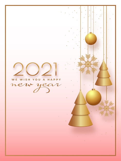 Kartka życząca Szczęśliwego Nowego Roku 2021 Lub Szablon Projektu