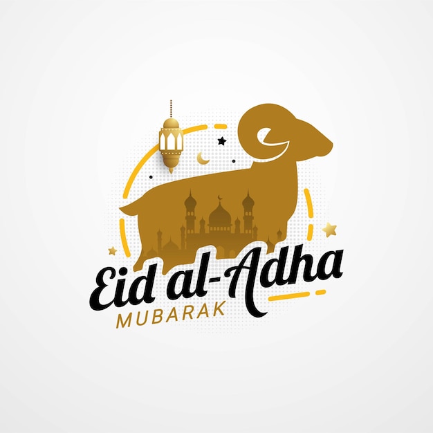 Kartkę Z życzeniami Eid Adha Mubarak Z Napisem Projekt Typografii