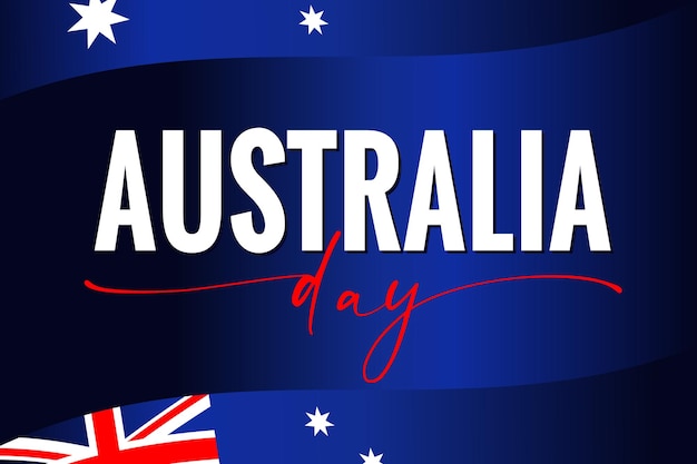 Plik wektorowy kartkę z życzeniami szczęśliwego dnia australii. australijski sztandar świąteczny z flagą i kreatywnym tekstem.