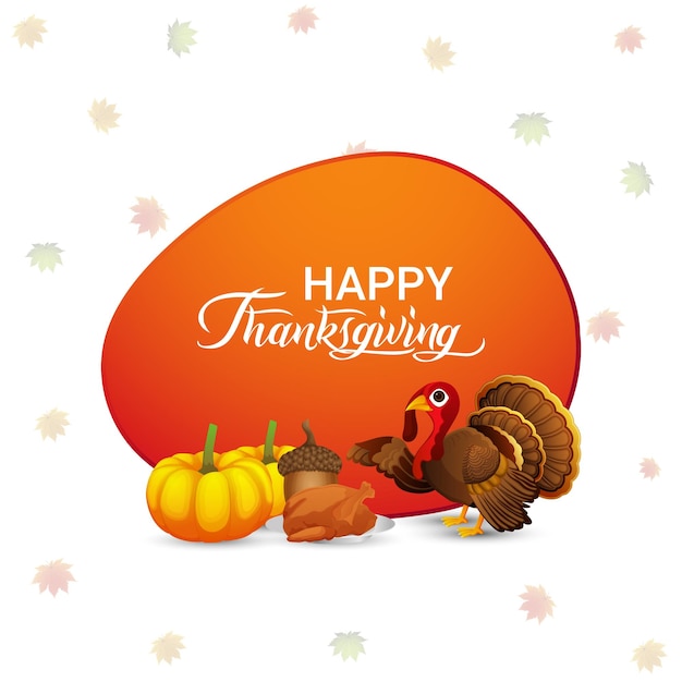 Kartkę Z życzeniami Szczęśliwego Dnia Dziękczynienia Z Dynią Ptaka Z Indyka I Jesiennymi Liśćmi