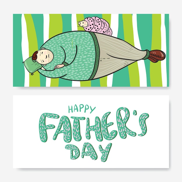 Kartkę Z życzeniami Szczęśliwego Dnia Ojca Ojciec I Jego Córka śpiący Ojciec