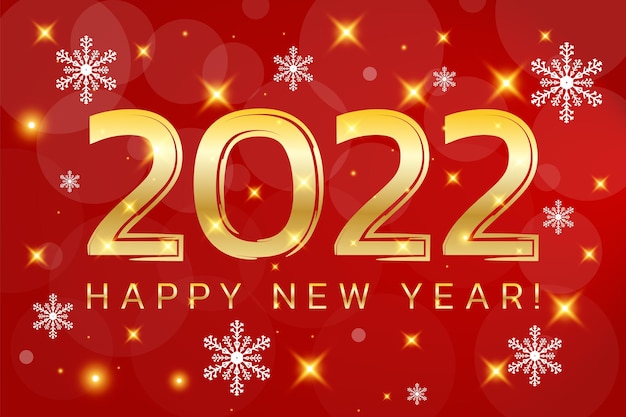 Kartkę z życzeniami szczęśliwego nowego roku 2022 z płatkami śniegu Zaprojektuj szablon baneru plakat