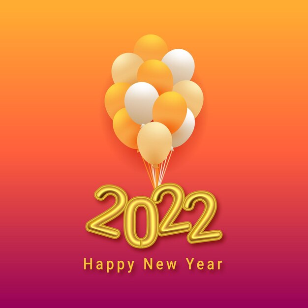 Kartkę Z życzeniami Szczęśliwego Nowego Roku 2022 Z Realistycznymi Balonami Z Helem