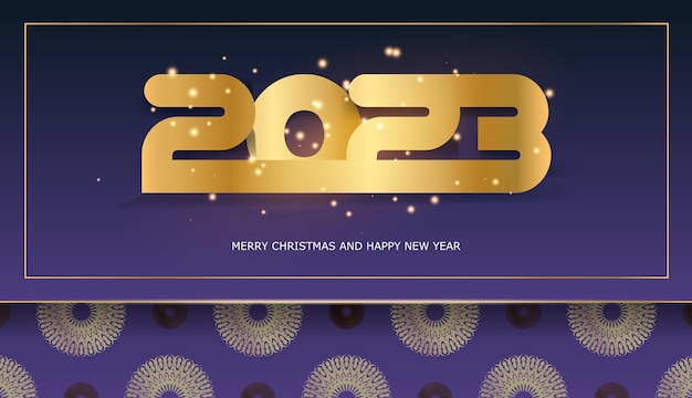 Kartkę Z życzeniami Szczęśliwego Nowego Roku 2023 Kolor Niebieski I Złoty