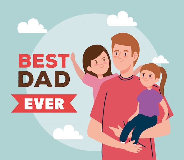 Kartkę Z życzeniami Szczęśliwy Dzień Ojca Z Tata I Córki