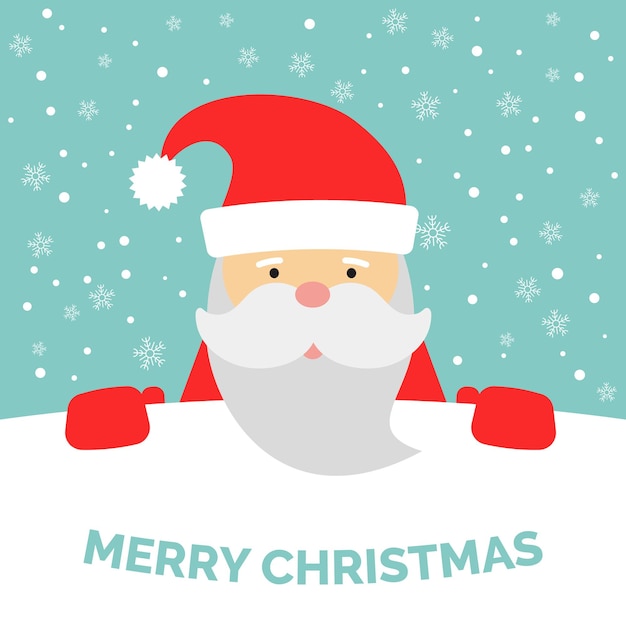 Kartkę Z życzeniami Z Mikołajem I Padający śnieg. Wesołych świąt Bożego Narodzenia Tło. Ilustracja Wektorowa