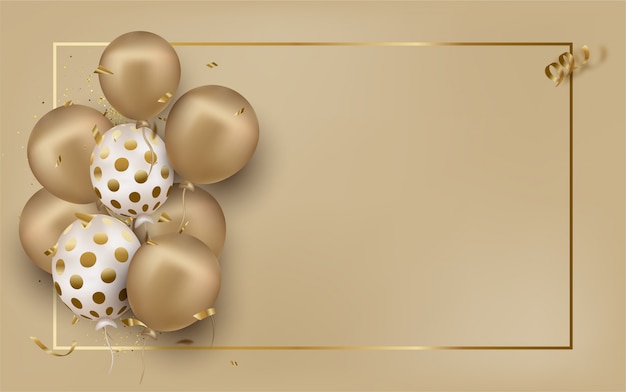 Plik wektorowy kartkę z życzeniami z złote balony na beżu