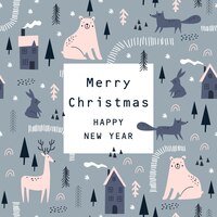 Kartki świąteczne z uroczymi zwierzętami leśnymi. ilustracje wektorowe
