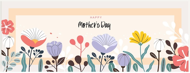Kartki Z życzeniami Na Dzień Matki Z Pięknymi Kwiatami I Ilustracją Wektorową
