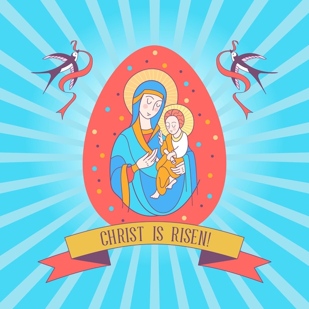 Kartki Z życzeniami Wesołych świąt Wielkanocnych Maryja Panna I Dzieciątko Jezus