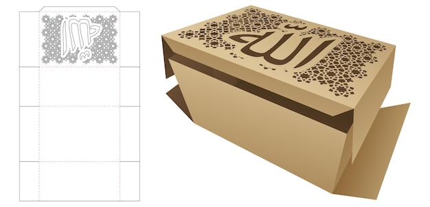 Kartonowe Pudełko Składane Z Wytłoczonym Słowem Bóg W Arabskim Wykrojniku I Makieta 3d