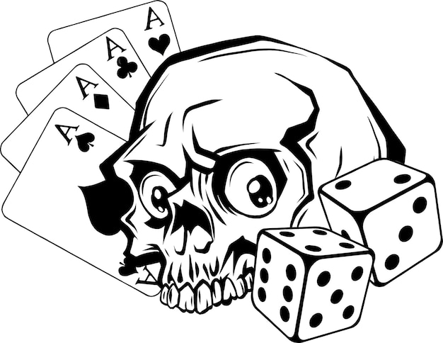 Plik wektorowy karty do pokera z ilustracją wektorową czaszki