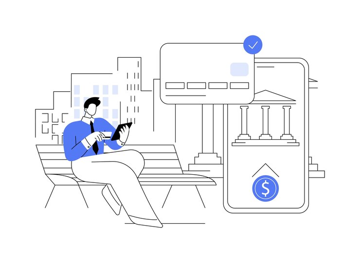 Wektor karty kredytowe abstrakcyjne koncepcja ilustracja wektorowa biznesmen z kartą kredytową finansowa