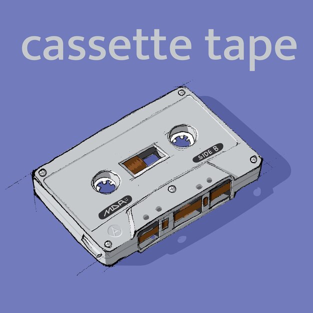 Plik wektorowy kaseta magnetofonowa rysunek szkic ołówkiem