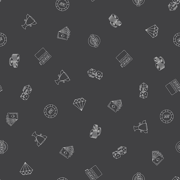 Kasyno rysunki odręczne wzór wzór hazardu w stylu doodle Ręcznie rysowane elementy doodles projekt dla tapet owijanie tekstyliów drukuje tła ilustracji wektorowych