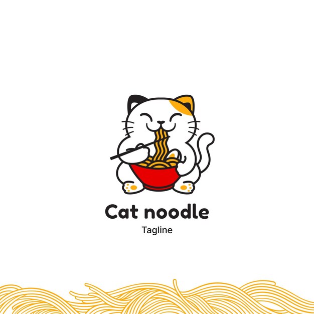 Kat japońskie makaron logo neko ramen logo