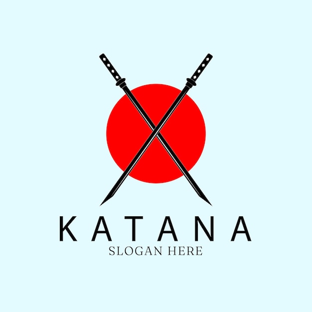 Plik wektorowy katana miecz linii sztuka logo ikona i symbol wektor ilustracja projektu