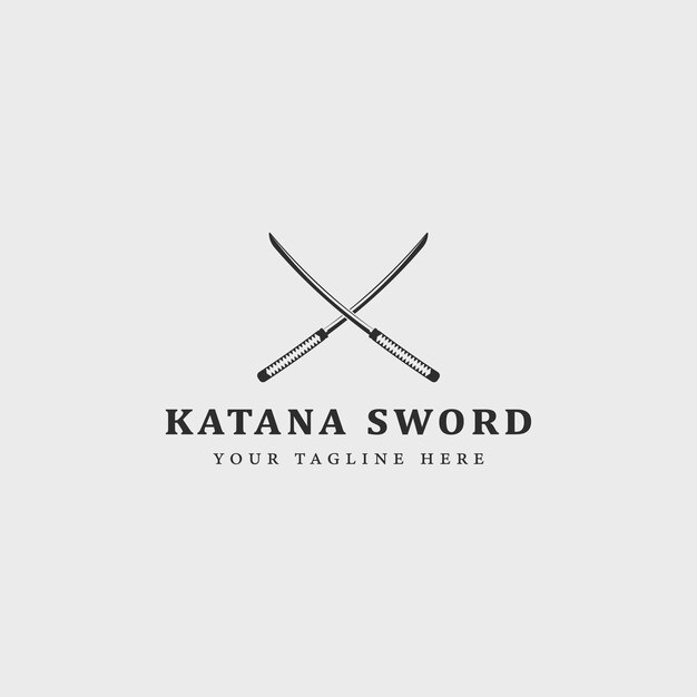 Plik wektorowy katana miecz logo vintage ilustracja wektorowa koncepcja szablon ikona projekt