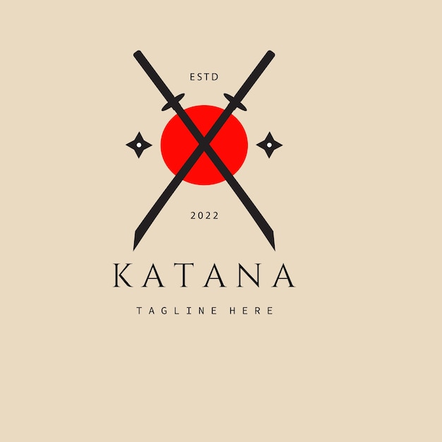 Plik wektorowy katana vintage logo ikona i symbol z godło wektor ilustracja projektu