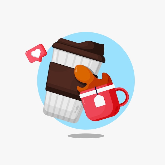 Plik wektorowy kawa i herbata kreskówka ikona ilustracja projekt
