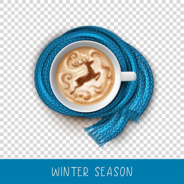 Plik wektorowy kawa latte art świąteczny jeleń malowany na kremie kawowym