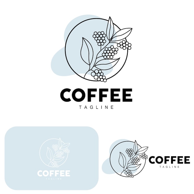 Kawa Logo Kawowe Drzewo Projekt Kawiarnia Napój Wektor Ikona Marka Ilustracja Symbol