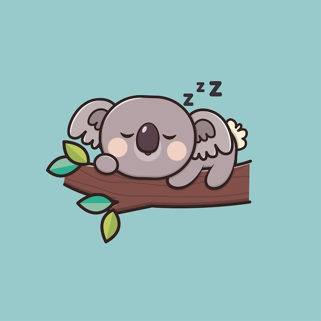 Kawaii Cute Animal Sleeping Koala Ikona Maskotka Ilustracja