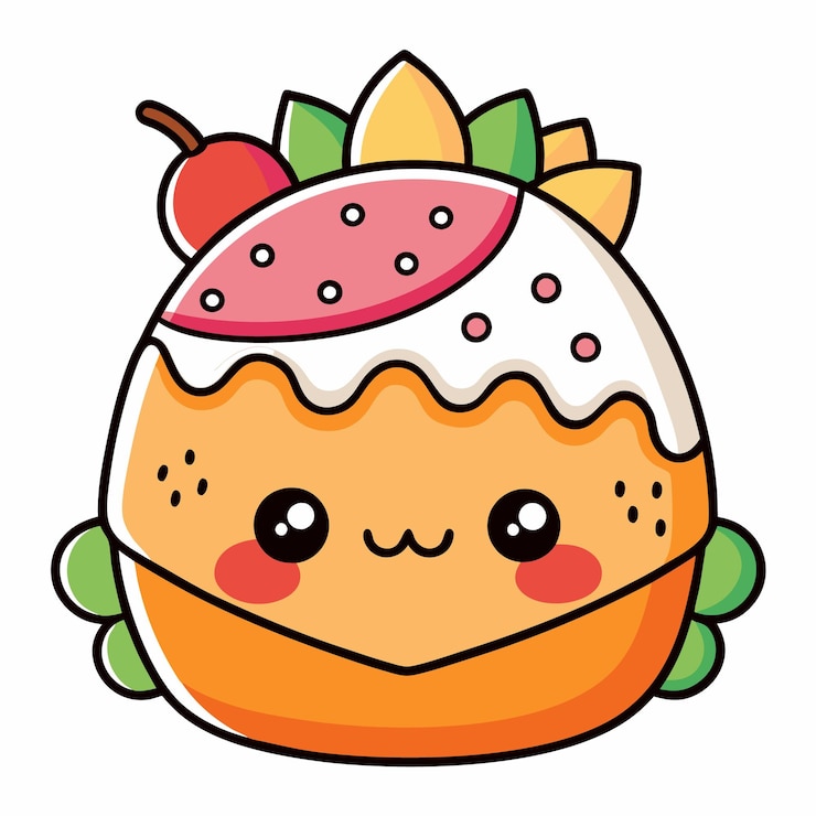 Wektor kawaii dessert stickers cute cupcakes and sweet treats (słodkie ciasteczka i słodycze)