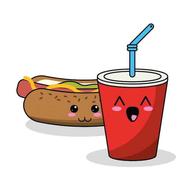 Kawaii Hot Dog Soda Słomy Obrazu