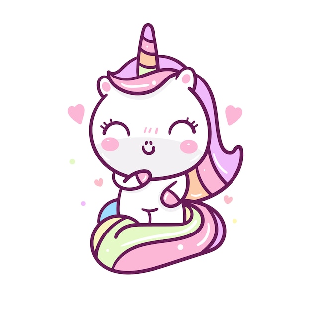 Kawaii jednorożec kreskówka ręcznie rysowane stylu