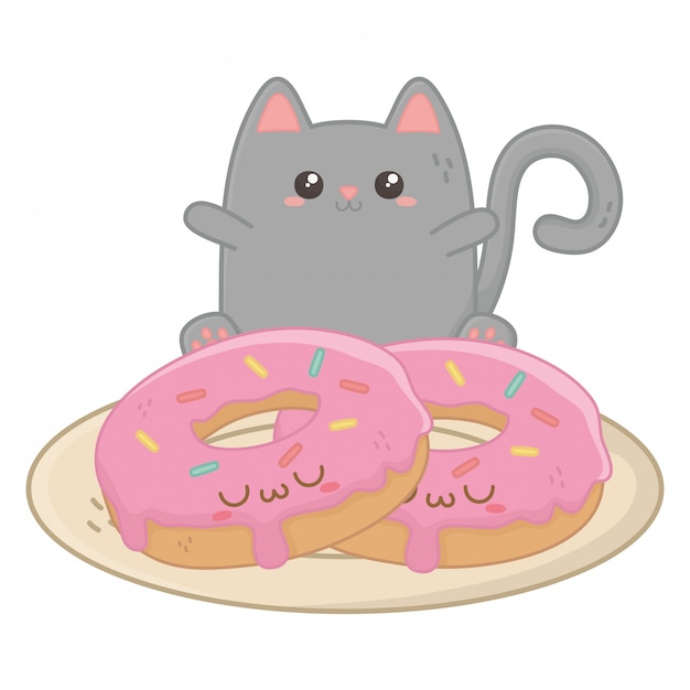 Plik wektorowy kawaii kreskówka kot