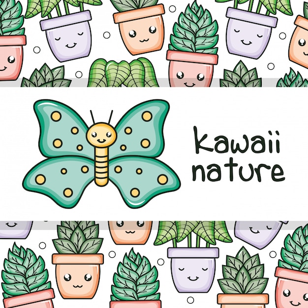 Kawaii ładny Motyl Owad Charakter