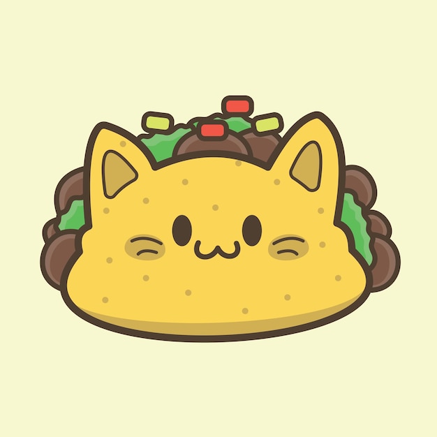 Plik wektorowy kawaii taco kot