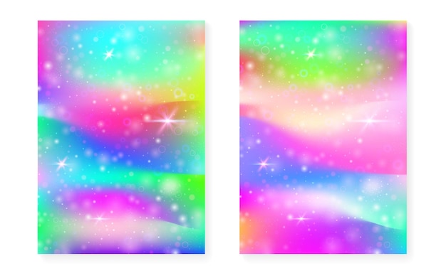 Kawaii Tło Z Tęczową Księżniczką Gradient Magiczny Jednorożec