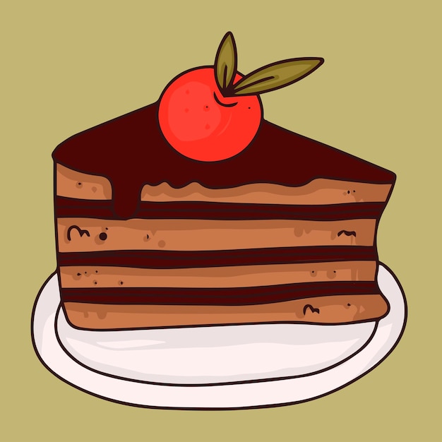 Plik wektorowy kawałek ciasta tort urodzinowy chocolatecovered wypieki z jagodami
