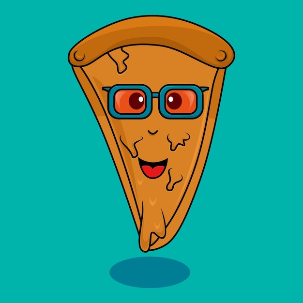 kawałek pizzy z twarzą z kreskówki