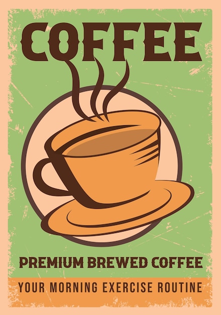 Plik wektorowy kawiarnia reklama retro plakat promocyjny wektor szablon