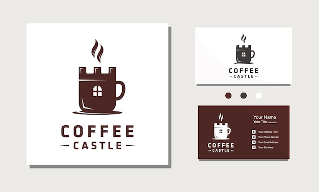 Kawowy Zamek Kawiarnia Logo Projekt Wektor Inspiracja