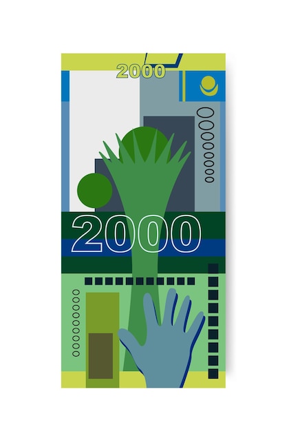 Kazachskie Tenge Ilustracja Wektorowa Kazachstan Pieniądze Zestaw Banknotów Banknotów Pieniądze Papierowe 2000 Kzt