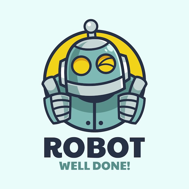 Plik wektorowy kciuki w górę robot cartoon logo design