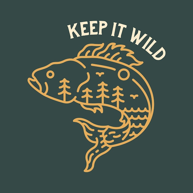 Keep It Wild Fishing Monoline Ilustracja