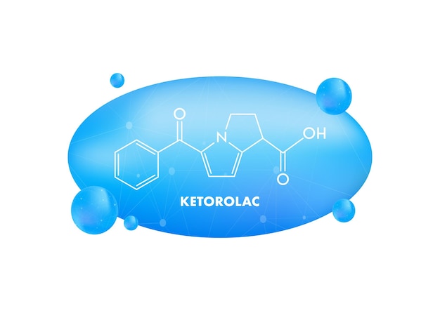 Ketorolac Koncepcja Wzór Chemiczny Ikona Etykiety Tekst Czcionki Ilustracji Wektorowych