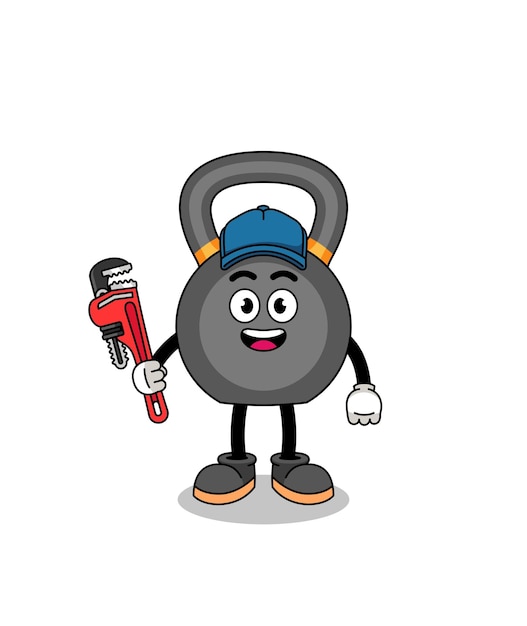 Plik wektorowy kettlebell ilustracja kreskówka jako hydraulik