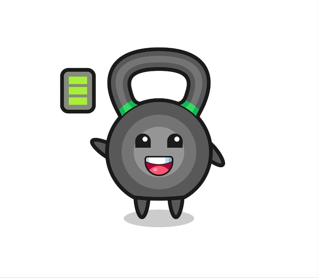 Plik wektorowy kettlebell maskotka z energicznym gestem, ładny styl na koszulkę, naklejkę, element logo