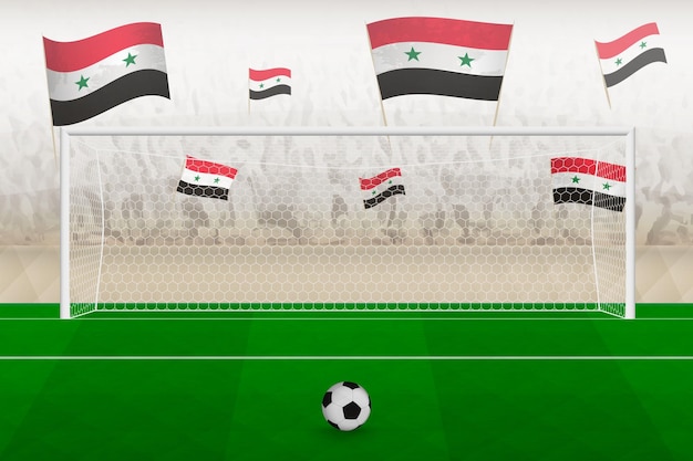 Kibice Drużyny Piłkarskiej Syrii Z Flagami Syrii Wiwatującymi Na Stadionie