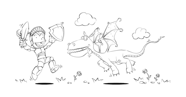 Kid & Dragon Cartoon