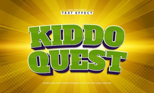 kiddo quest edytowalny efekt tekstowy z grą i dziecięcym stylem tekstu